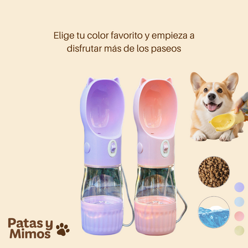 Botella Portátil 2 en 1 – Agua y Comida para Paseos 🐶
