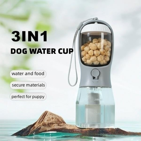 Botella 3 en 1 para Perros – Agua, Comida y Bolsas