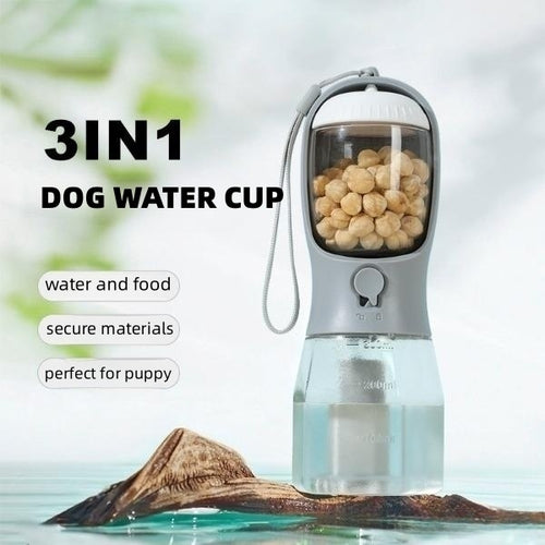 Botella 3 en 1 para Perros – Agua, Comida y Bolsas